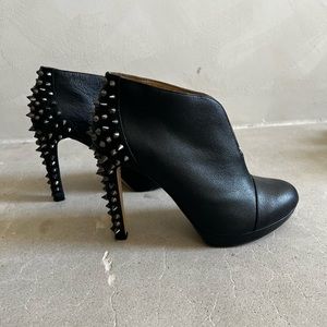 BCBG studded black leather ankle bootie size 9